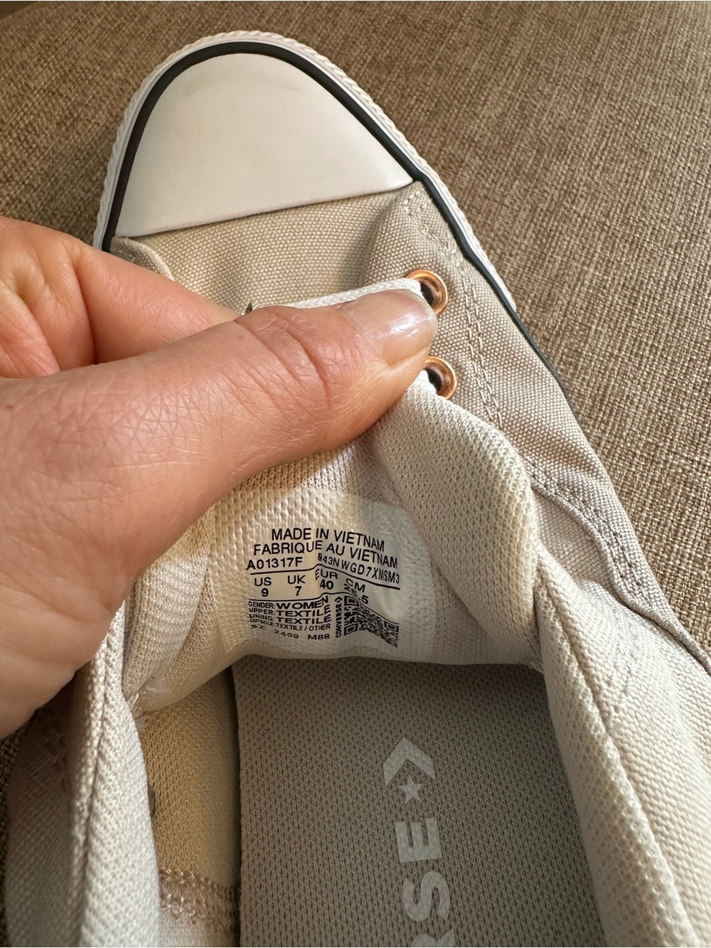 Converse Low-Top Canvas Sneakers in Beige with White Accents - Picture 8 of 8